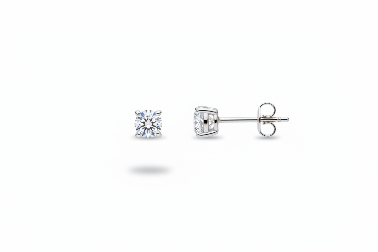 Sterling Silver Small Large Round Cz Studs 925 Cz