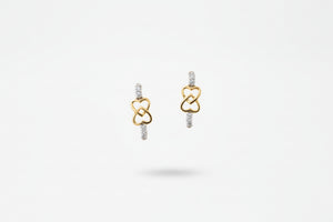 14K Two Tones Heart Earring Setting with Eight Diamonds on Top and Bottom TDW: 0.26ct VSGH
