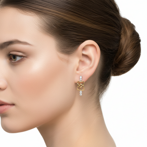14K Two Tones Heart Earring Setting with Eight Diamonds on Top and Bottom TDW: 0.26ct VSGH