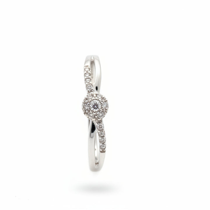 925 Sterling Silver Diamond Crossover Band