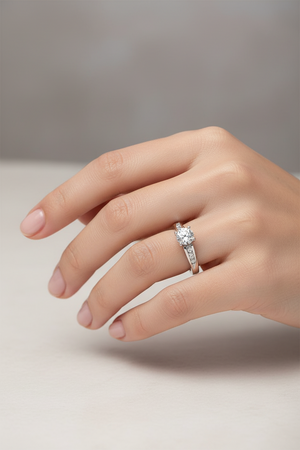 White Gold Diamond Ring and Accent. 14k TDW: 0.36 CT SI 1-2. GH