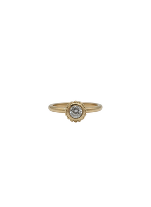 18K Yellow Gold ForeverMark Tribute Beaded Halo Diamond Ring. 0.29ct SI I