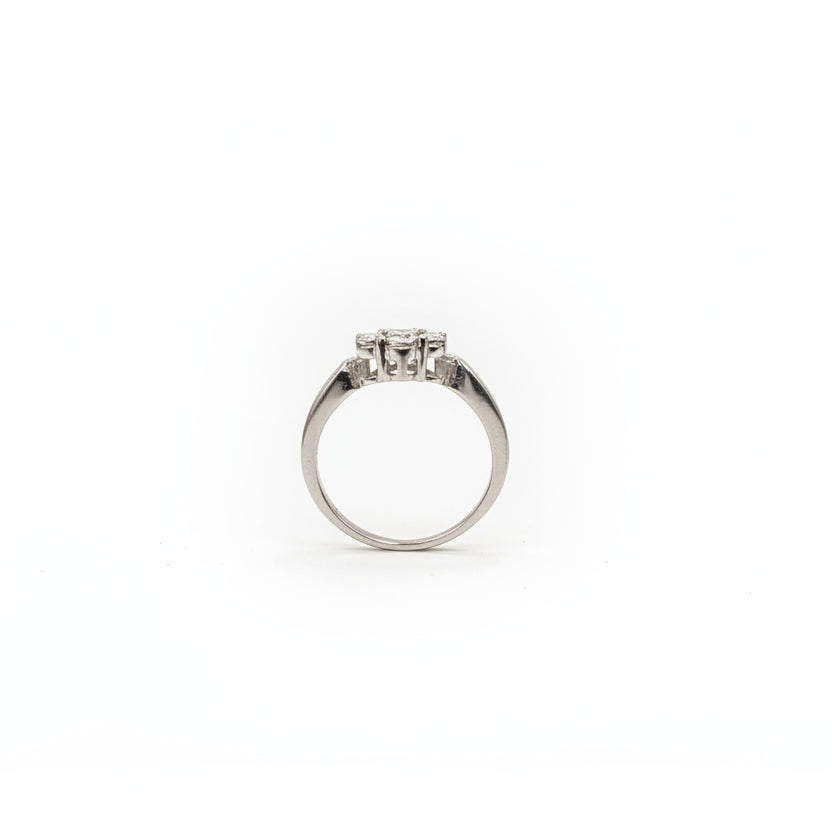 Sterling Silver Cubic Zirconia Floral Cluster Ring