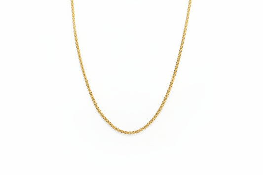 18K Yellow Gold Wheat Style Chain 16"