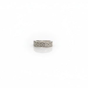 Sterling Silver Wide Pave CZ Band with Milgrain Detail