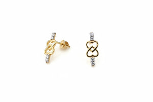14K Two Tones Heart Earring Setting with Eight Diamonds on Top and Bottom TDW: 0.26ct VSGH
