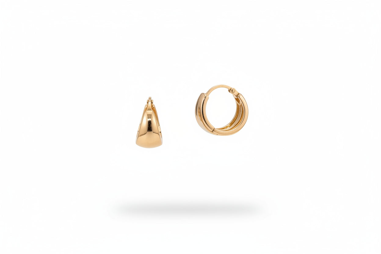 Yellow Gold Dome Huggie Hoops 18k