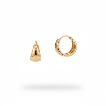 18K Yellow Gold Dome Huggie Hoops