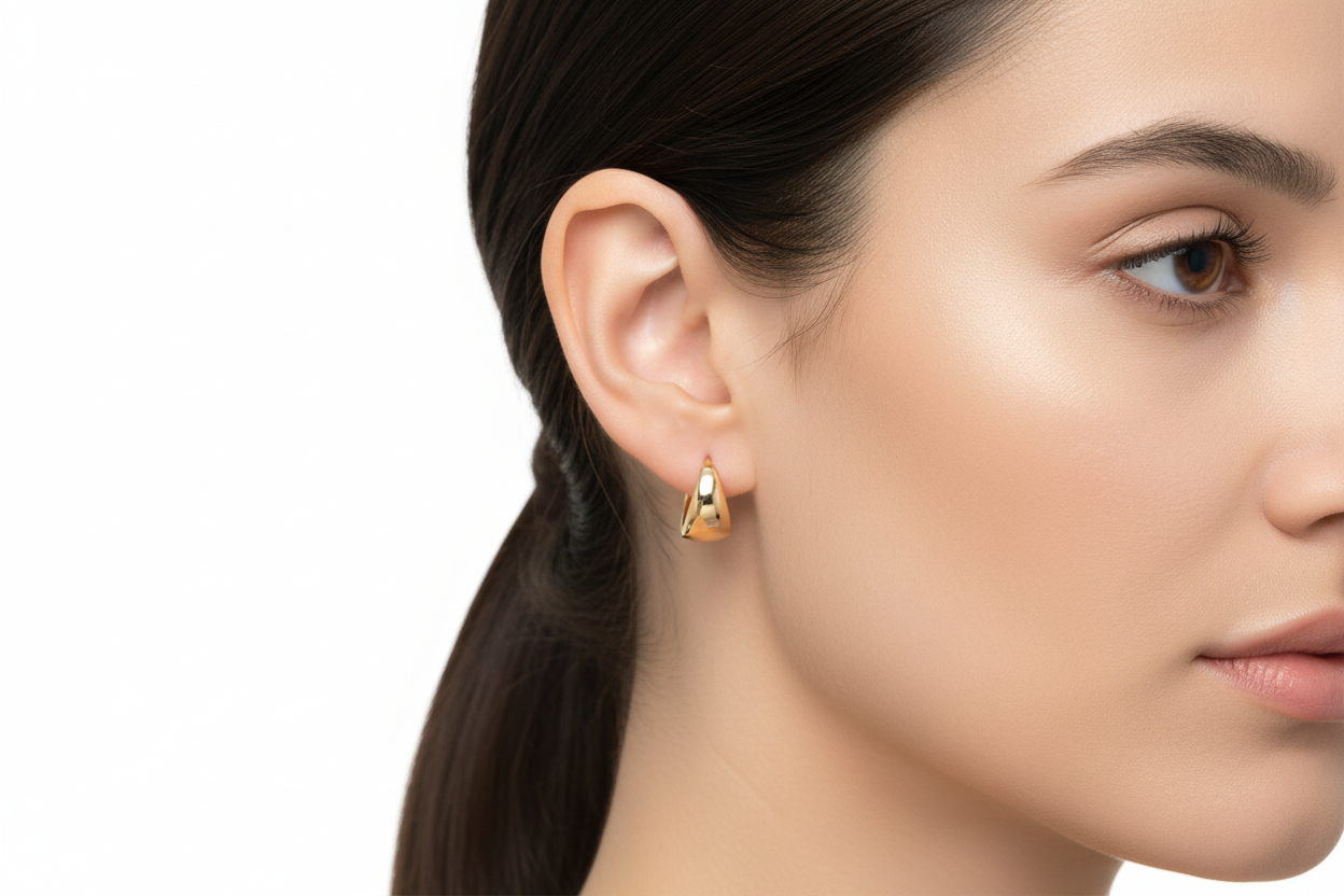 Yellow Gold Dome Huggie Hoops 18k