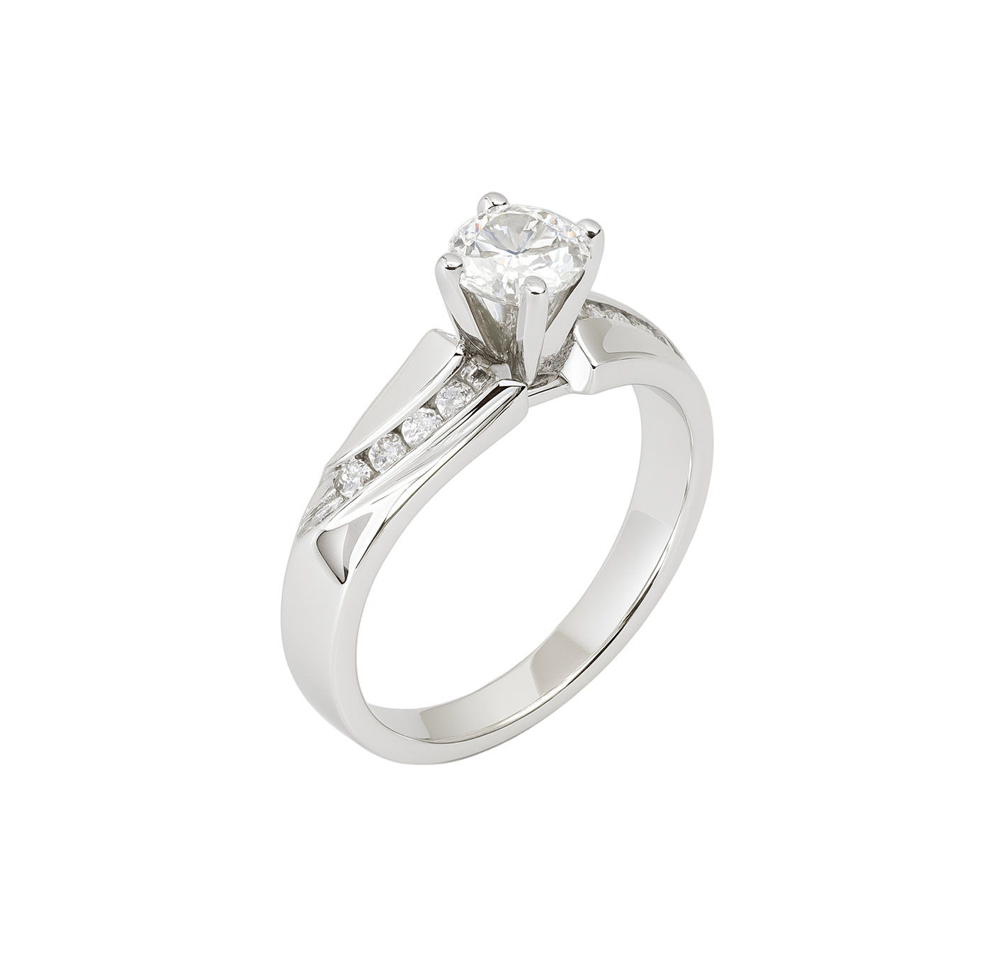 14K White Gold Diamond Ring and Accent. TDW: 0.36ct