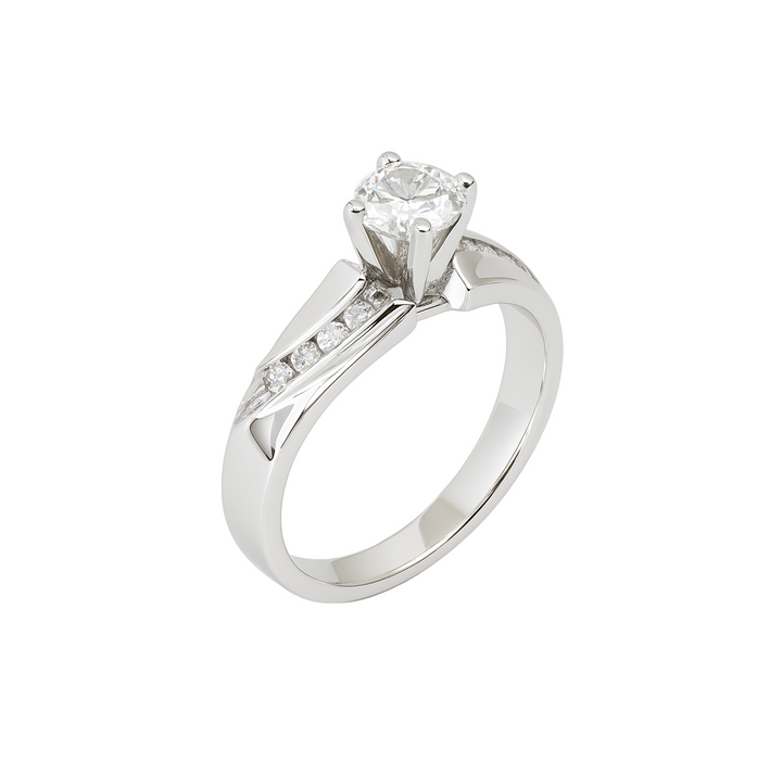 14K White Gold Diamond Ring and Accent. TDW: 0.36ct