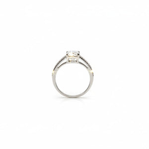 Sterling Silver Round CZ Solitaire with Pave Band