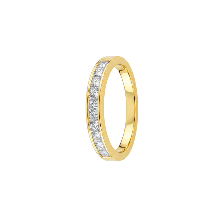 14K Yellow Gold Princess Cut Channel Setting Diamond Band Ring