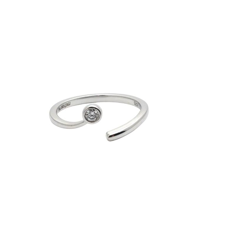 925 Sterling Silver Open Bypass Diamond Ring