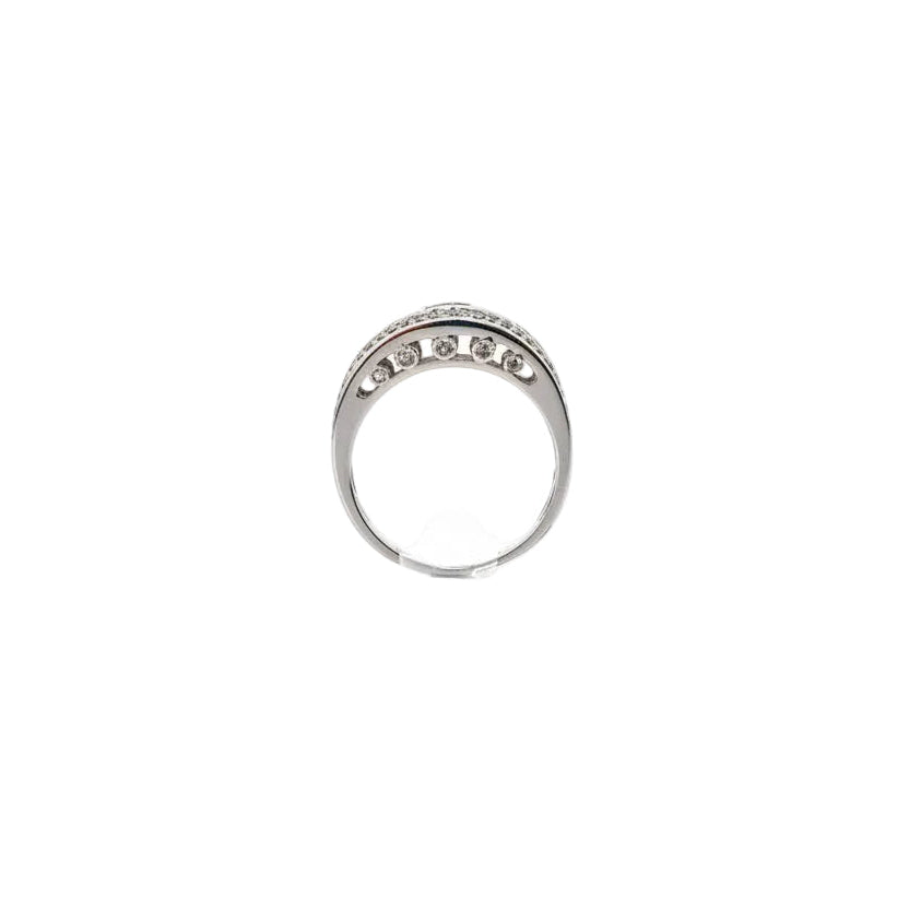 Sterling Silver Bypass CZ Ring with Bezel Accents