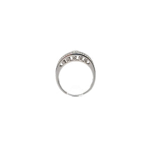 Sterling Silver Bypass CZ Ring with Bezel Accents