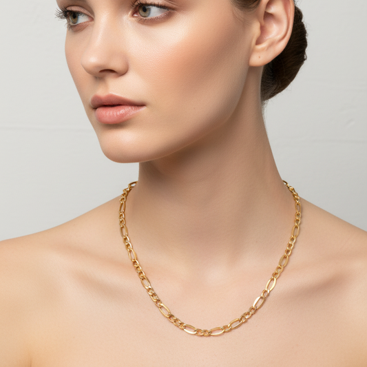 Yellow Gold Figaro Chain 4mm,  14k