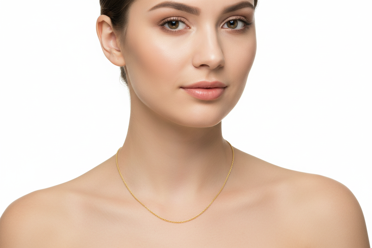 18K Yellow Gold Cable Chain with Adjustable loop
