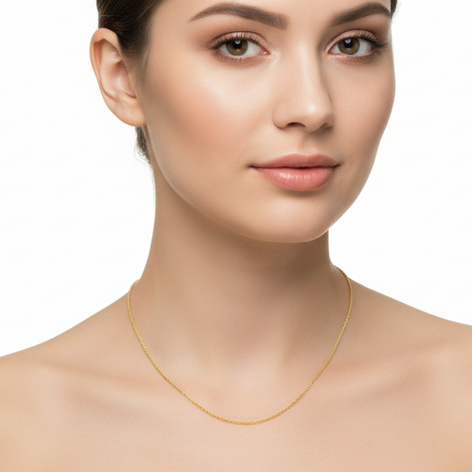 18K Yellow Gold Cable Chain with Adjustable Loop