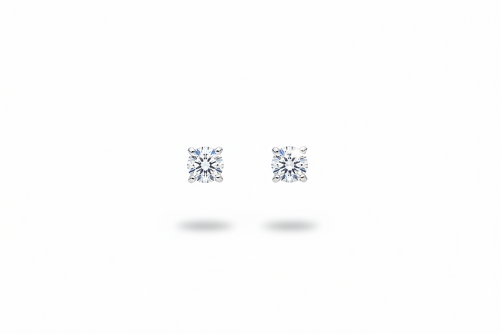 925 Sterling Silver CZ Round Stud Earrings
