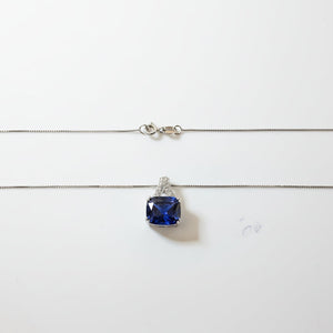Sterling Silver Cushion Cut Cubic Zirconia Pendant Necklace