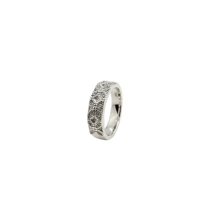 Sterling Silver Wide Pave CZ Band with Milgrain Detail