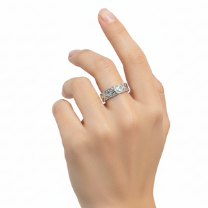 Sterling Silver Wide Pave CZ Band with Milgrain Detail