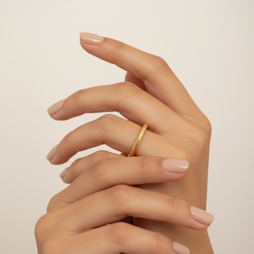 Yellow Gold Diamond Cut Ring 14k