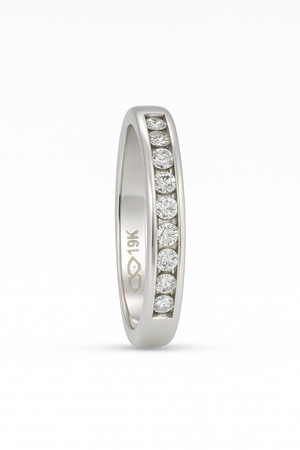 White Gold Channel Setting 10 Stones Diamond Band. 19k,  TDW: 0.20ct. VS, FG