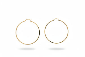 Yellow Gold Large Textured Hoops 18k 52mm