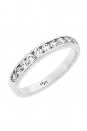 White Gold Channel Setting 10 Stones Diamond Band. 19k,  TDW: 0.20ct. VS, FG