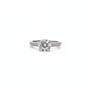 Sterling Silver Round CZ Solitaire with Pave Band