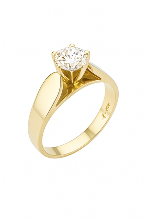 Yellow Gold Solitaire Diamond Ring. 14K, 0.5ct, SI, F