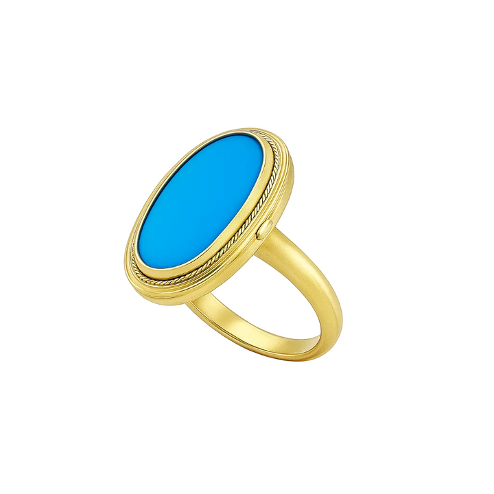 14K Yellow Gold Turquoise Ring, T:2.90ct