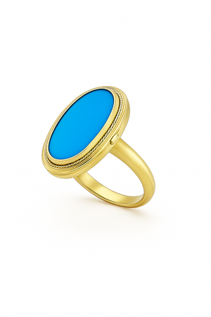 Vintage Yellow Gold Turquoise Ring. 14K, T: 2.9ct