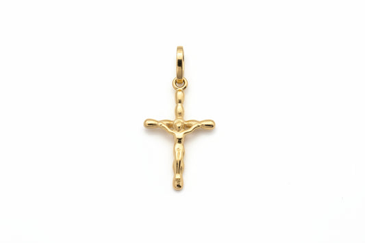 18K Yellow Gold Cross Pendant with Jesus