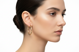 Yellow Gold Round Hoop Earrings 14k