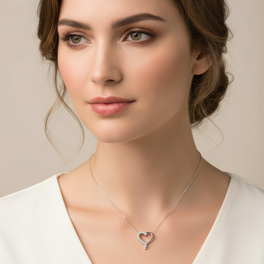 Sterling Silver Cubic Zirconia Open Heart Pendant