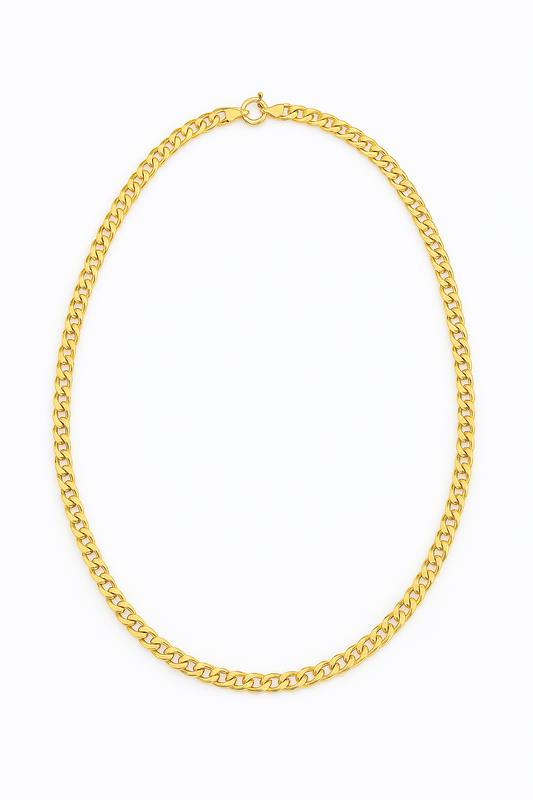 Yellow Gold Curb Chain Necklace. 18k, 16.4gr, 22 Inches