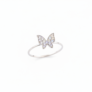 18K White Gold Butterfly Diamond Ring.