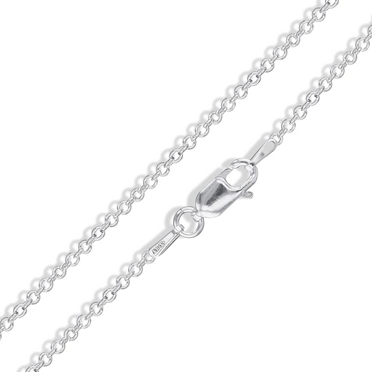 Rhodium Plated Silver Chain Rolo Style , 18 Inches