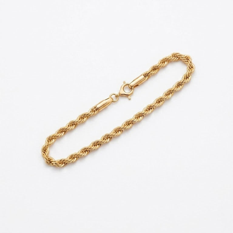 10K Gold Rope Chain Bracelet