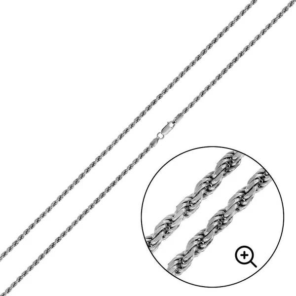 Rhodium-Plated Silver Chain Rope Style 18"
