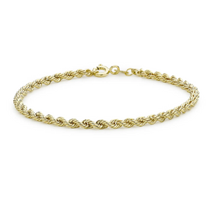 Yellow Gold Rope link Bracelet, 18k, 7 Inches, 2.3gr