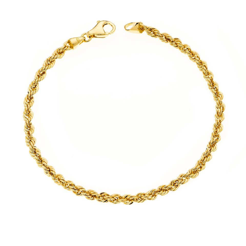 Yellow Gold Rope Link Bracelet, 18k, 7 1/4 Inches, 3.85gr