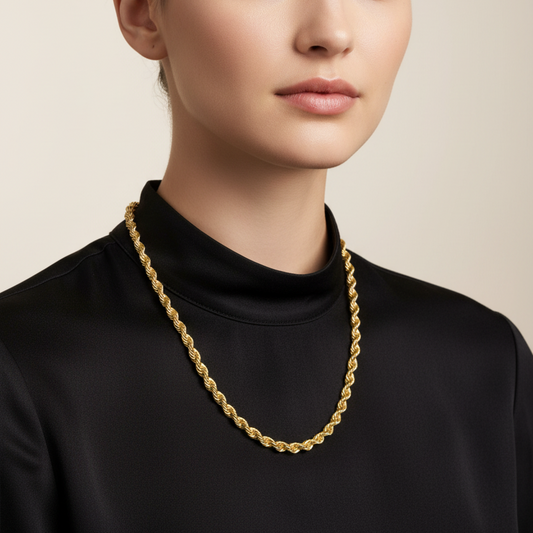 Yellow Gold Rope Chain, 18k, 24 Inches, 20.3gr