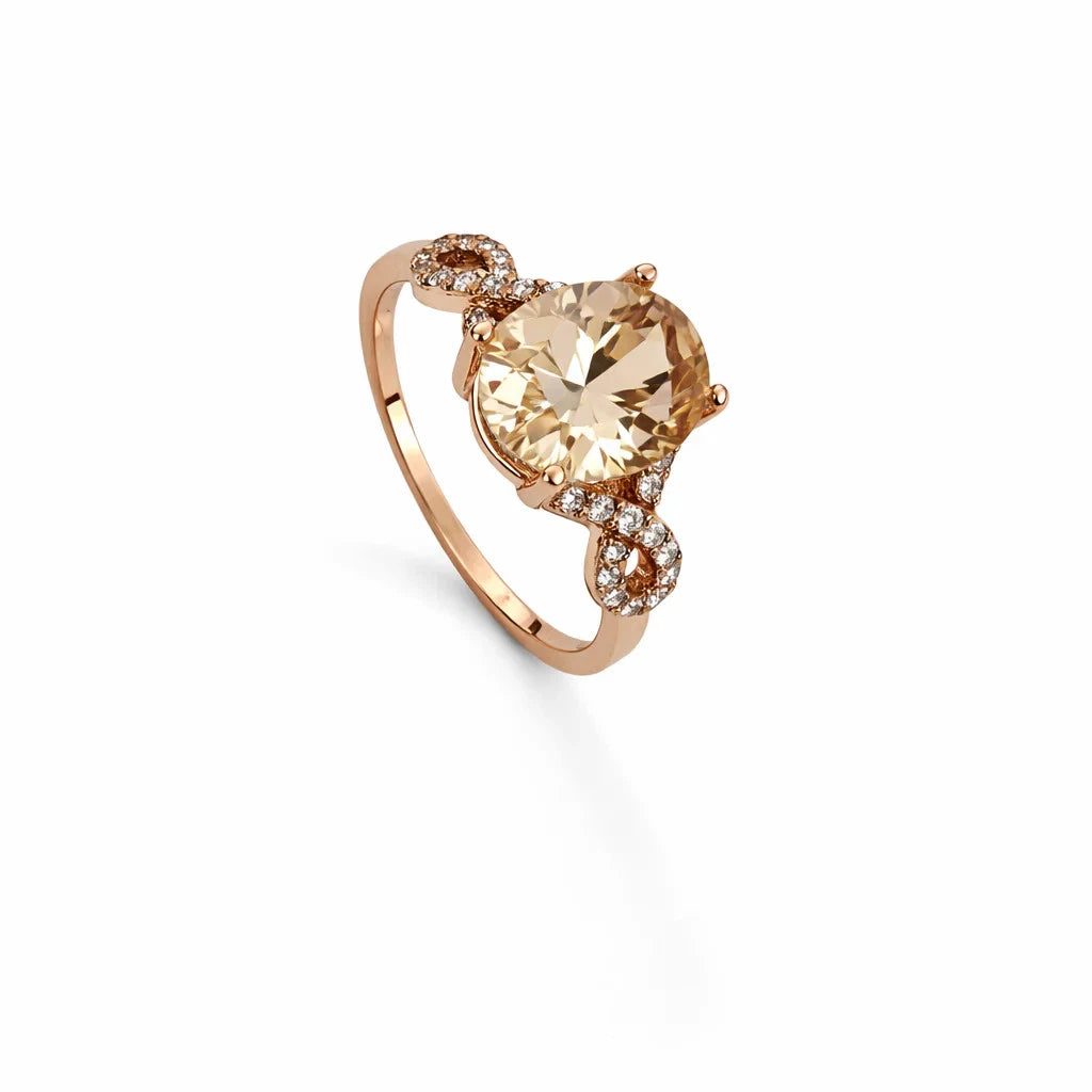 925 Sterling Silver Rose Plated Lab. Morganite Ring
