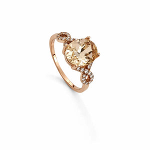 925 Sterling Silver Rose Plated Lab. Morganite Ring