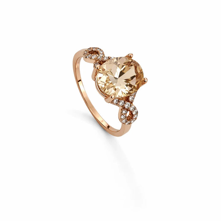 925 Sterling Silver Rose Plated Lab Morganite Ring