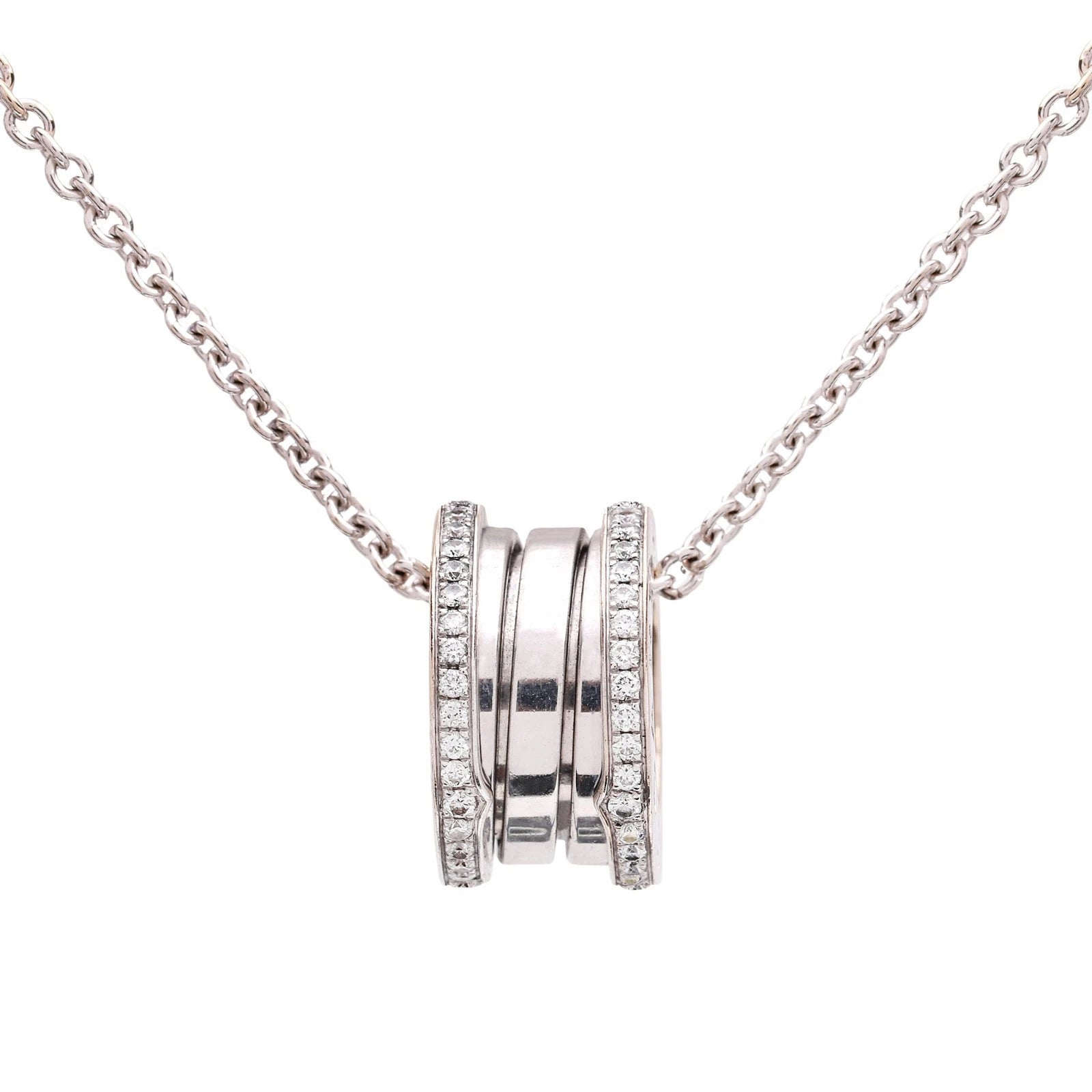 BVLGARI Pre-Owned white gold B.zero1 diamond Necklace, 18k,TDW: 0.38ct, Resale